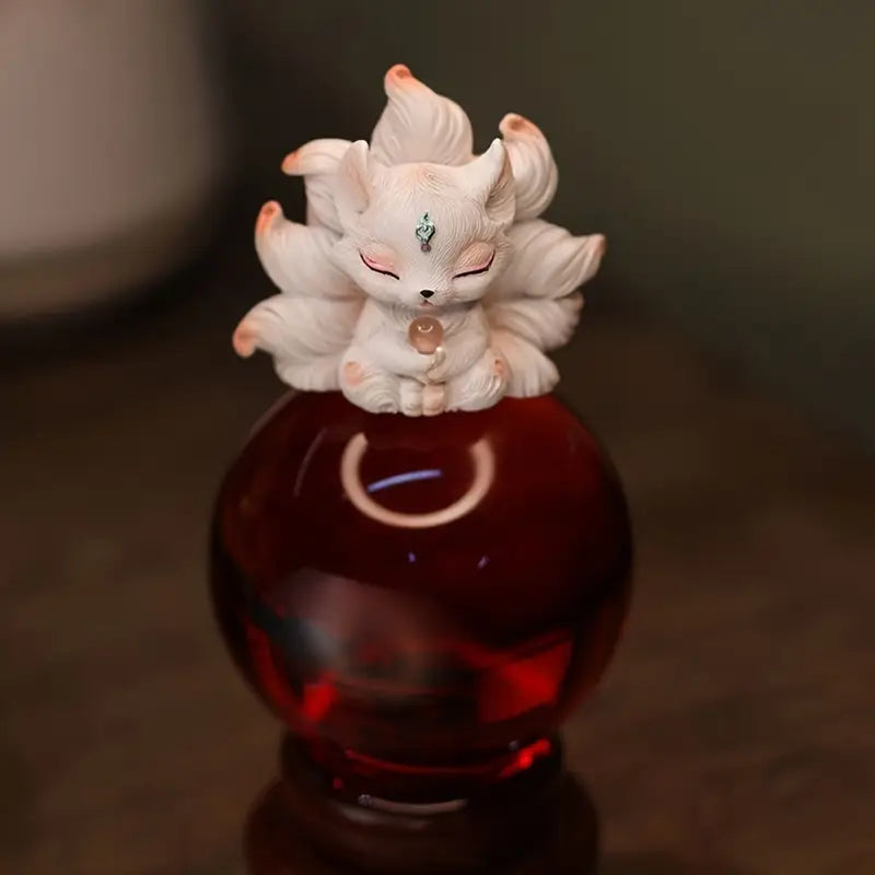 KaizenScrolls™ Meditating Nine-Tailed Fox Handcrafted Figurine