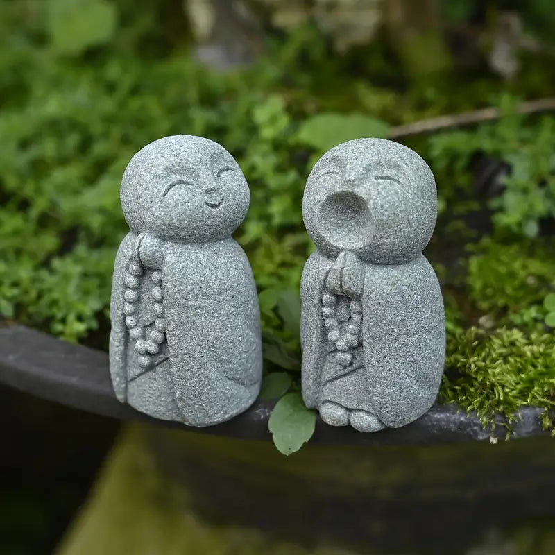 Smiling & Yawning Zen Monk Figurine Set