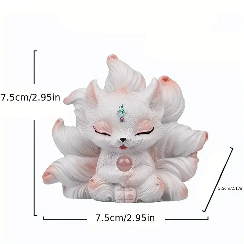 KaizenScrolls™ Meditating Nine-Tailed Fox Handcrafted Figurine