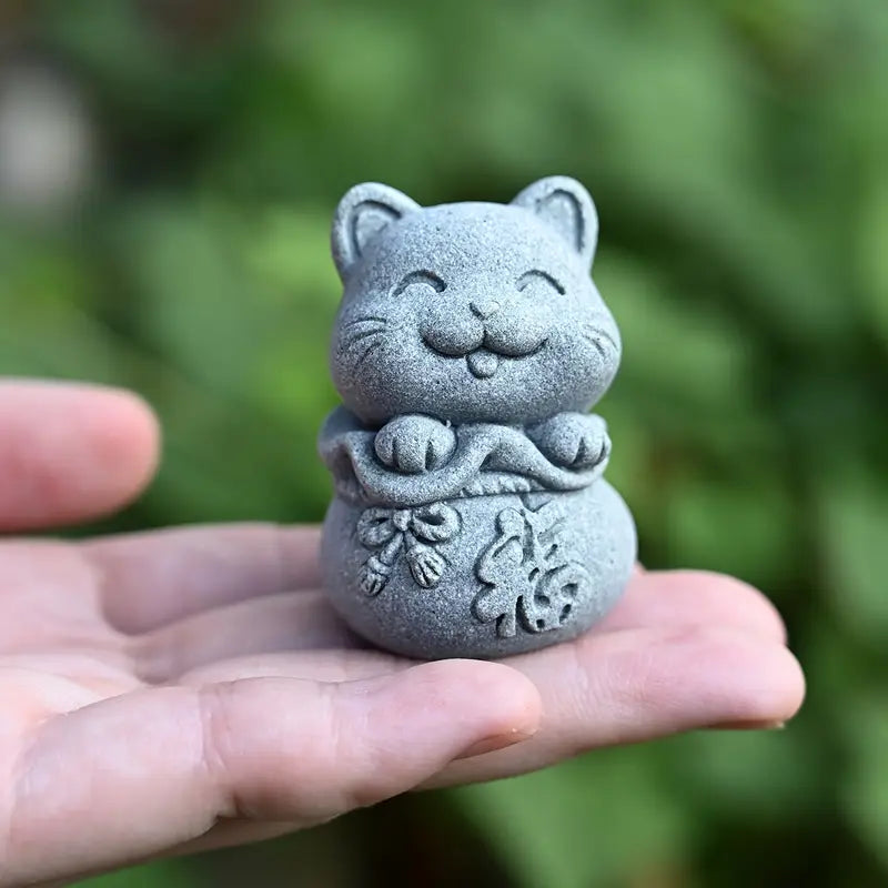 KaizenScrolls™ Handcrafted Stone Zen Cat Figurines