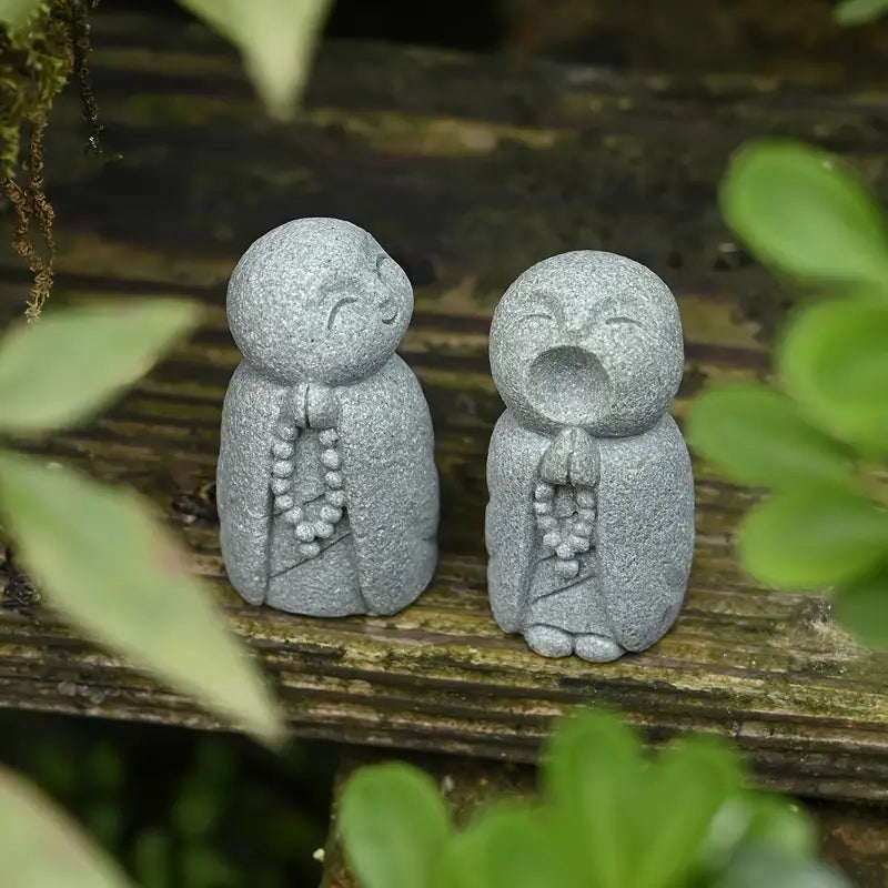Smiling & Yawning Zen Monk Figurine Set