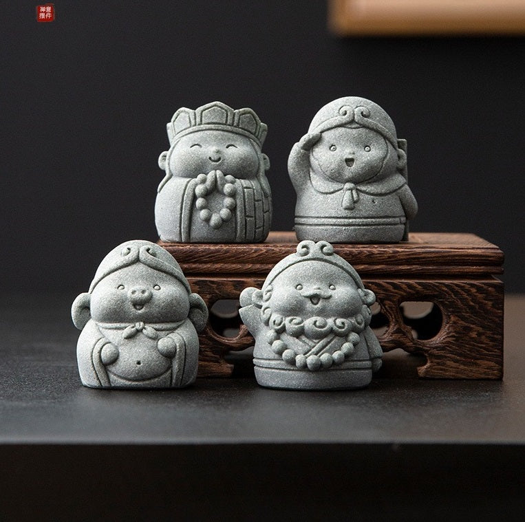 KaizenScrolls™ Handcrafted Stone Zen Kokoro Set Statue