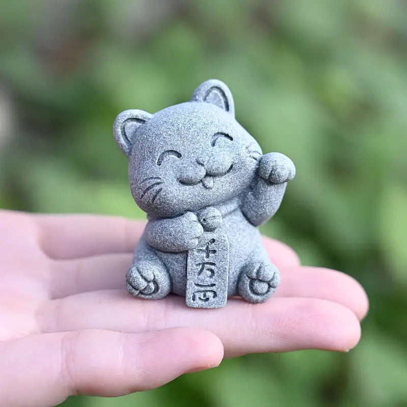 KaizenScrolls™ Handcrafted Stone Zen Cat Figurines