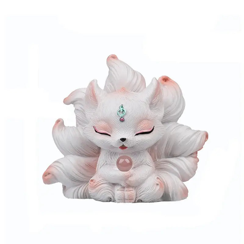 KaizenScrolls™ Meditating Nine-Tailed Fox Handcrafted Figurine