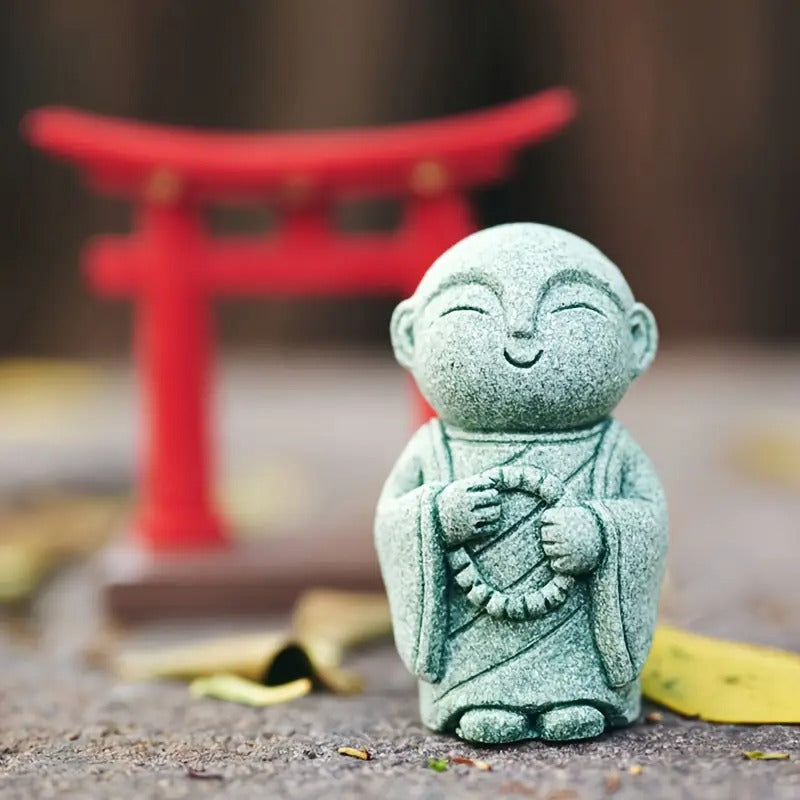 KaizenScrolls™ Handcrafted Stone Zen Jizo Statue Full Set