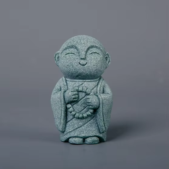 KaizenScrolls™ Handcrafted Stone Zen Jizo Statue Full Set