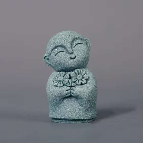 KaizenScrolls™ Handcrafted Stone Zen Jizo Statue Full Set