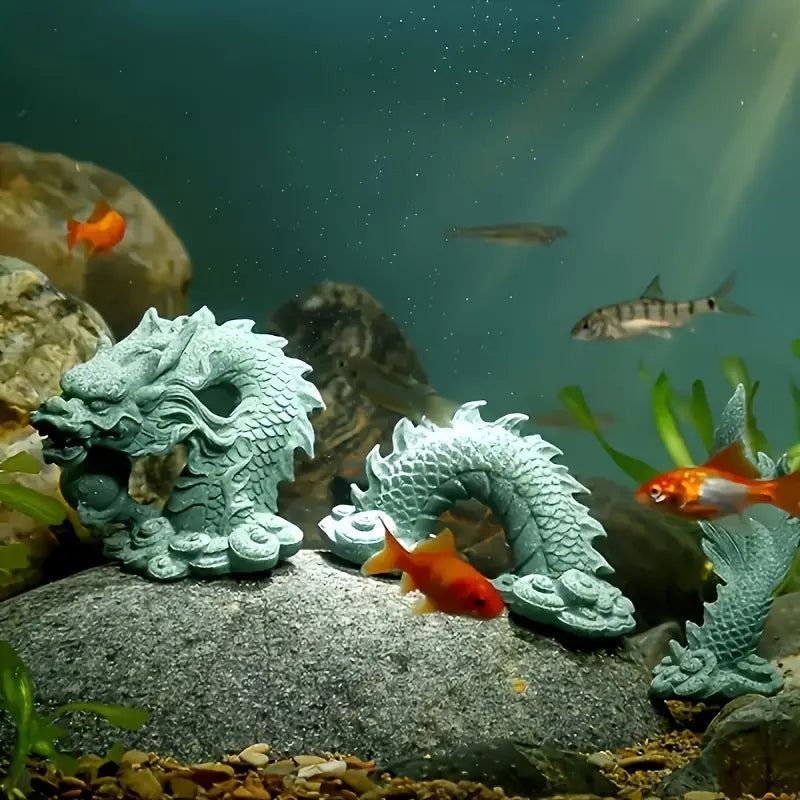 Chinese Resin Dragon God Desk Ornament Set