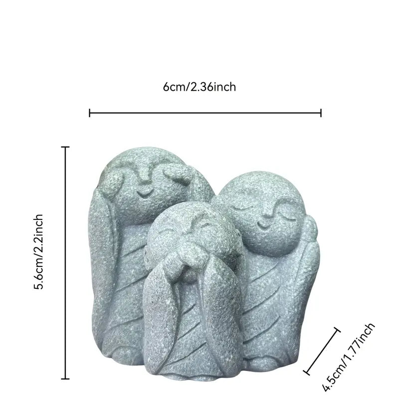 Three Wise Jizo™ Handcrafted Stone Statue