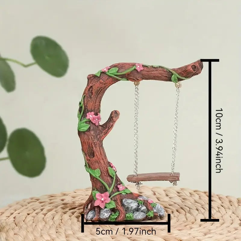 Whimsical Resin Owl Swing Garden Ornament