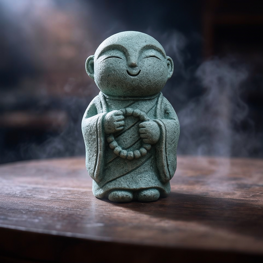 KaizenScrolls™ Handcrafted Stone Zen Jizo Statue Full Set
