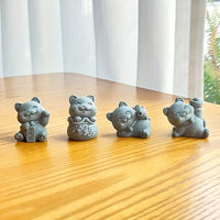 4-Piece Stone Resin Cartoon Cat Set