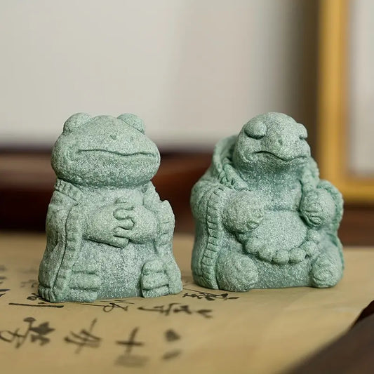 Rustic Stone Frog & Turtle Zen Set