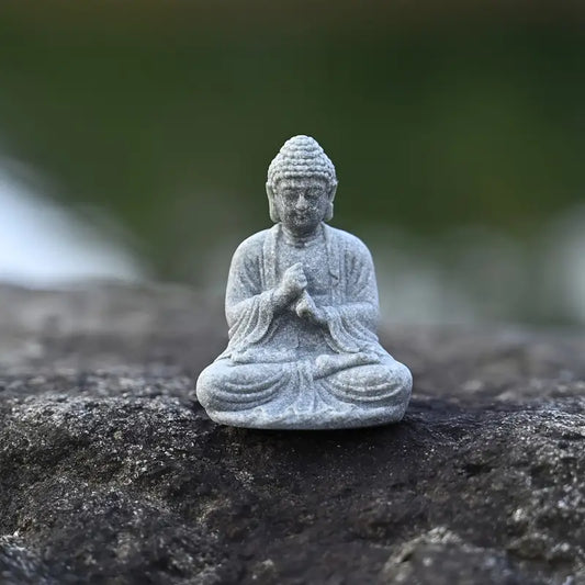 Green Sandstone Mini Amitabha Buddha Statue