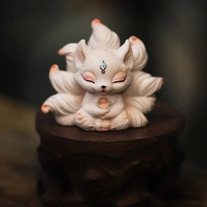 Charming White Fox Resin Statue Decor