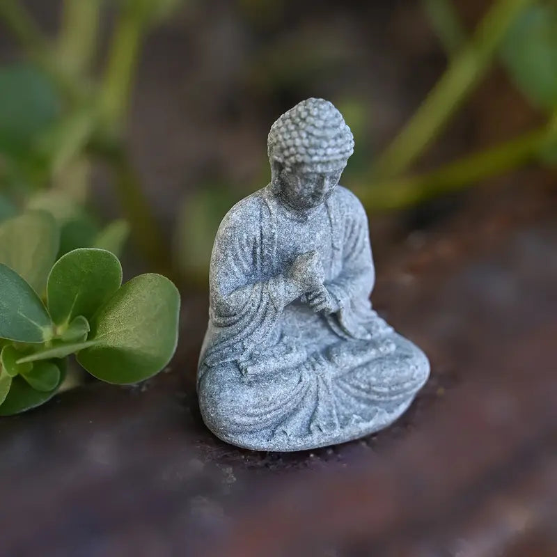 Green Sandstone Mini Amitabha Buddha Statue