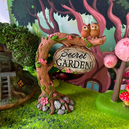 Whimsical Resin Owl Swing Garden Ornament