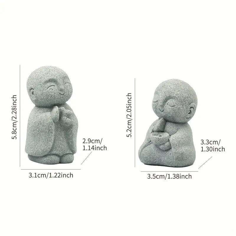 Peaceful Monk Meditation Statue Set (2pcs)