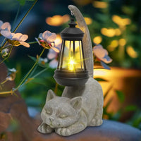 Solar Cat Lantern Sleeping Kitten Statue Light