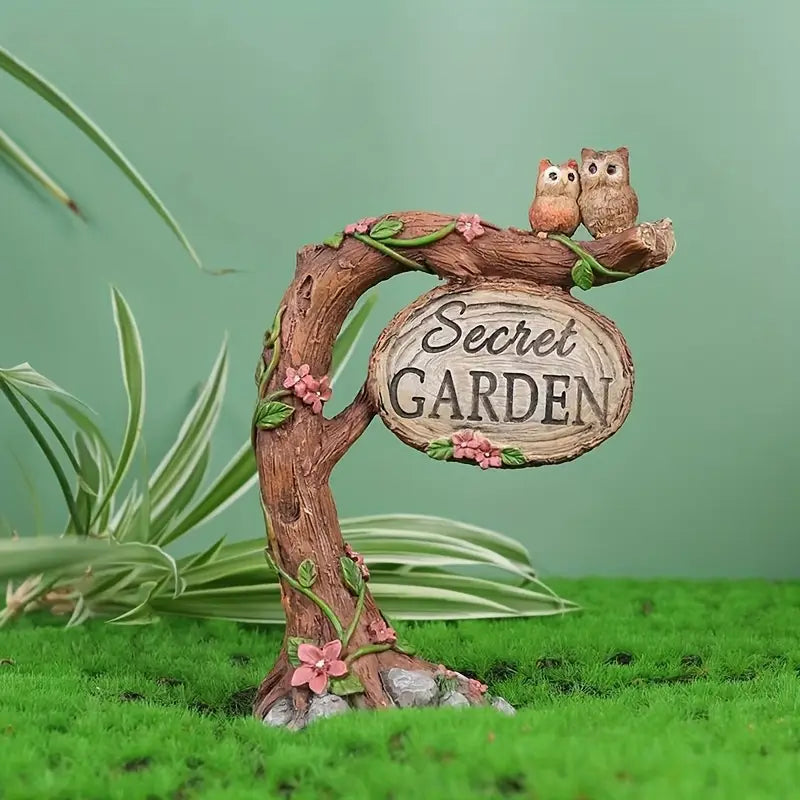 Whimsical Resin Owl Swing Garden Ornament