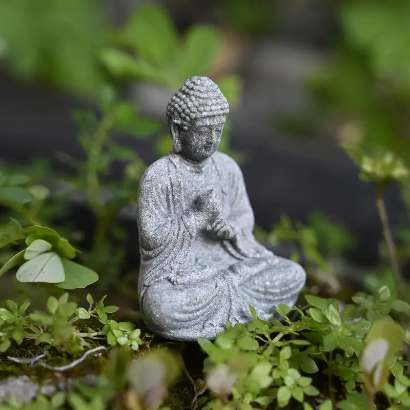 Green Sandstone Mini Amitabha Buddha Statue