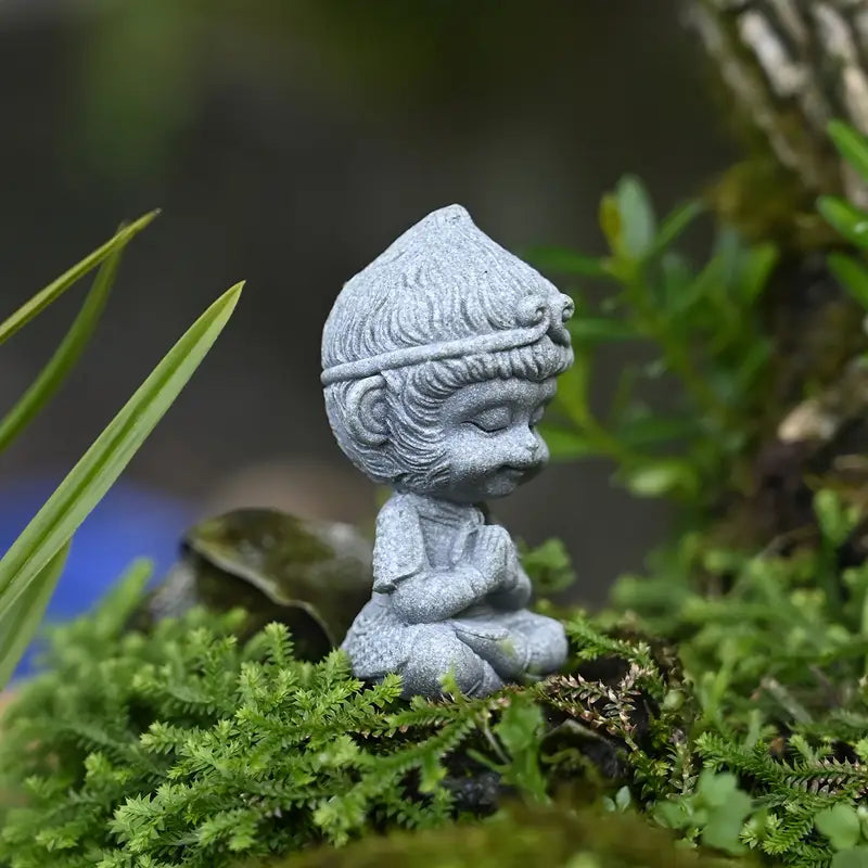 Miniature Prayer Monkey Zen Statue Figurine