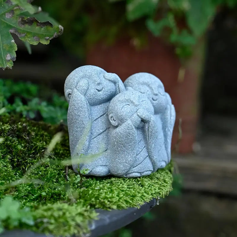 Smiling Praying Monk Statue Set (2pcs)