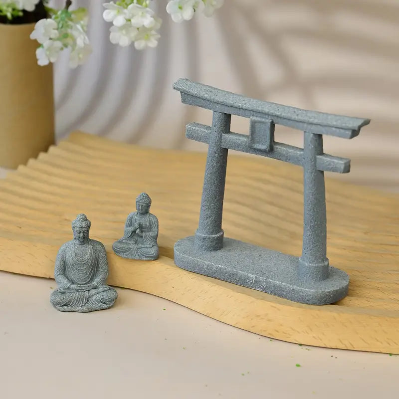 Torii Gate & Buddha Statue Set (2pcs)