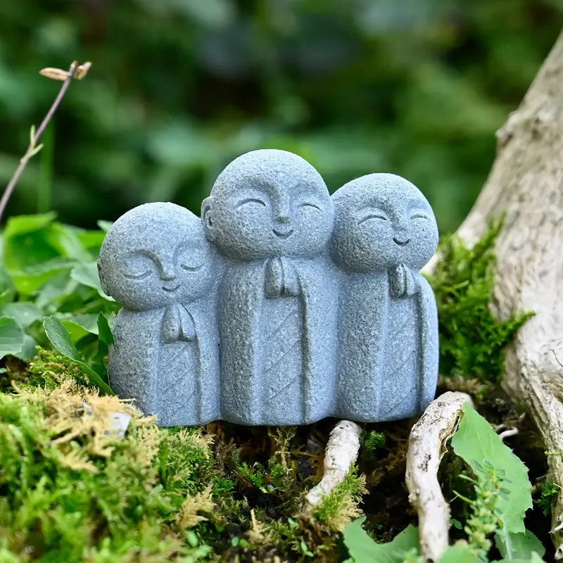 Smiling Praying Monk Statue Set (2pcs)