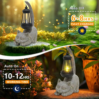 Solar Cat Lantern Sleeping Kitten Statue Light