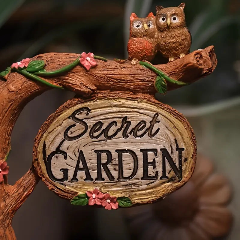 Whimsical Resin Owl Swing Garden Ornament
