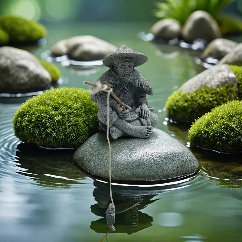 Natural Stone Fishing Sage Figurine (1pc)