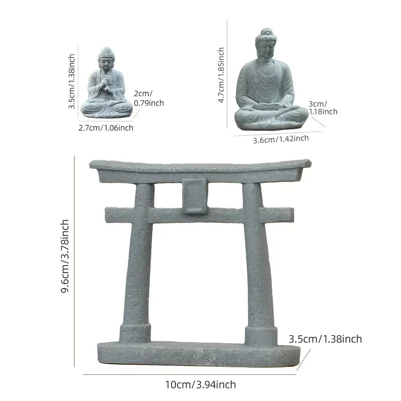Torii Gate & Buddha Statue Set (2pcs)