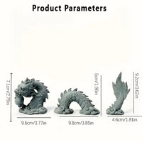 Chinese Resin Dragon God Desk Ornament Set
