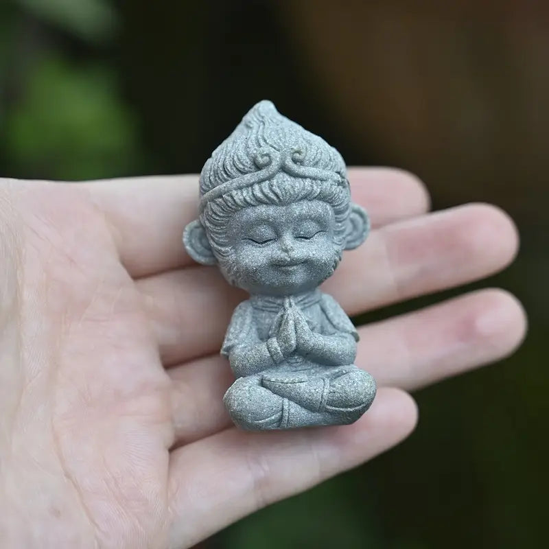 Miniature Prayer Monkey Zen Statue Figurine