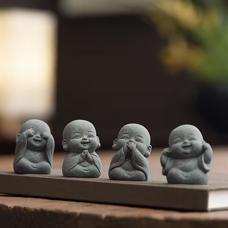 KaizenScrolls™ Handcrafted Stone Zen Baby Monk