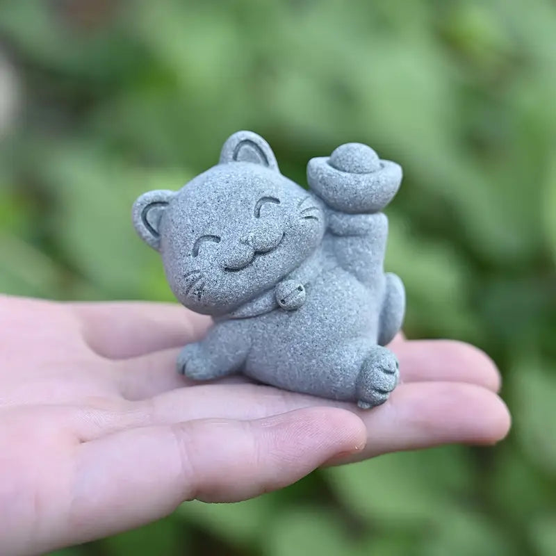 4-Piece Stone Resin Cartoon Cat Set