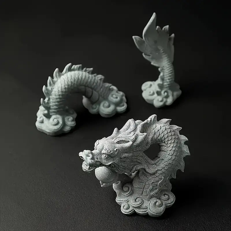 Chinese Resin Dragon God Desk Ornament Set