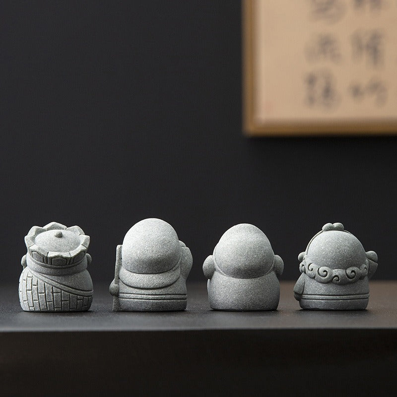KaizenScrolls™ Handcrafted Stone Zen Kokoro Set Statue