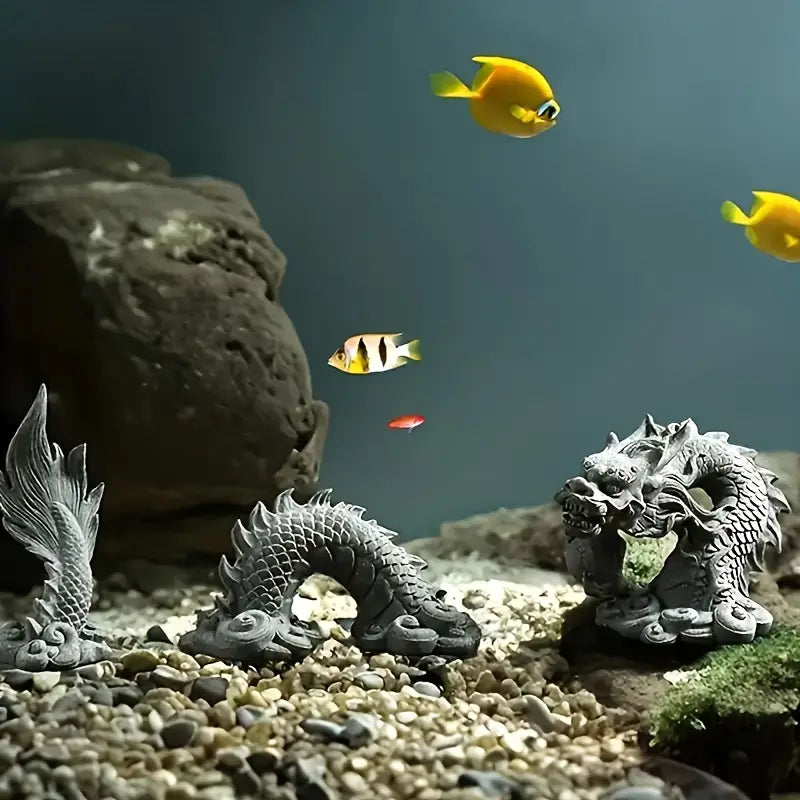 Chinese Resin Dragon God Desk Ornament Set