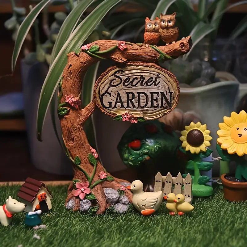 Whimsical Resin Owl Swing Garden Ornament