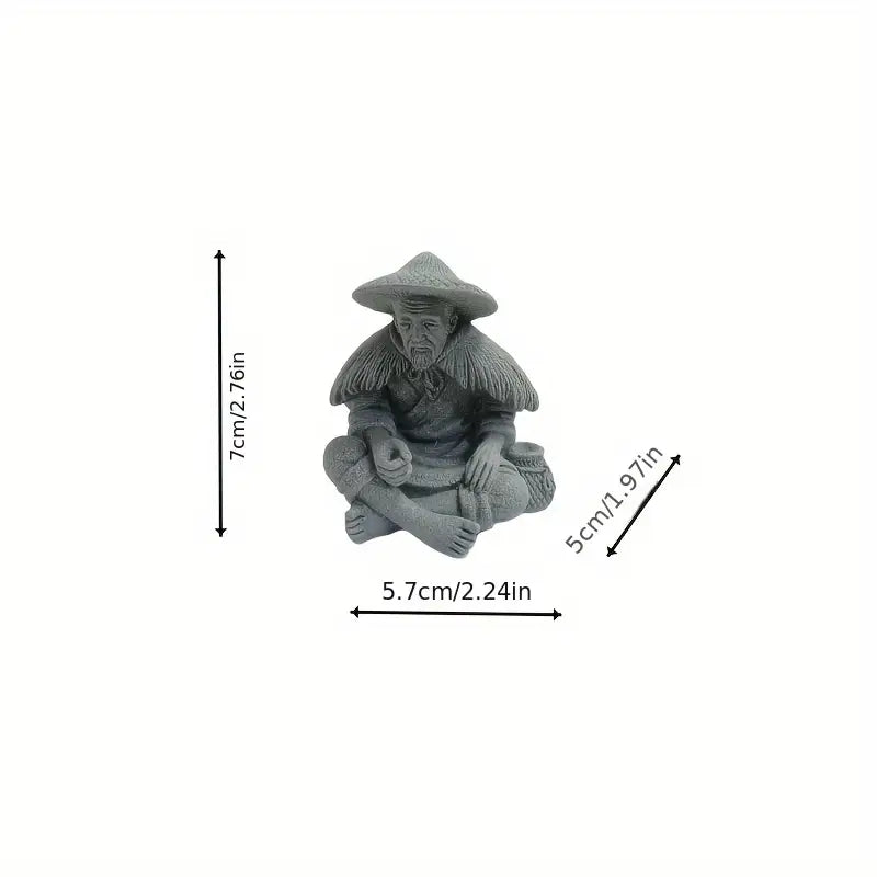 Natural Stone Fishing Sage Figurine (1pc)