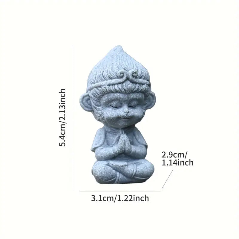 Miniature Prayer Monkey Zen Statue Figurine