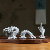 Chinese Resin Dragon God Desk Ornament Set