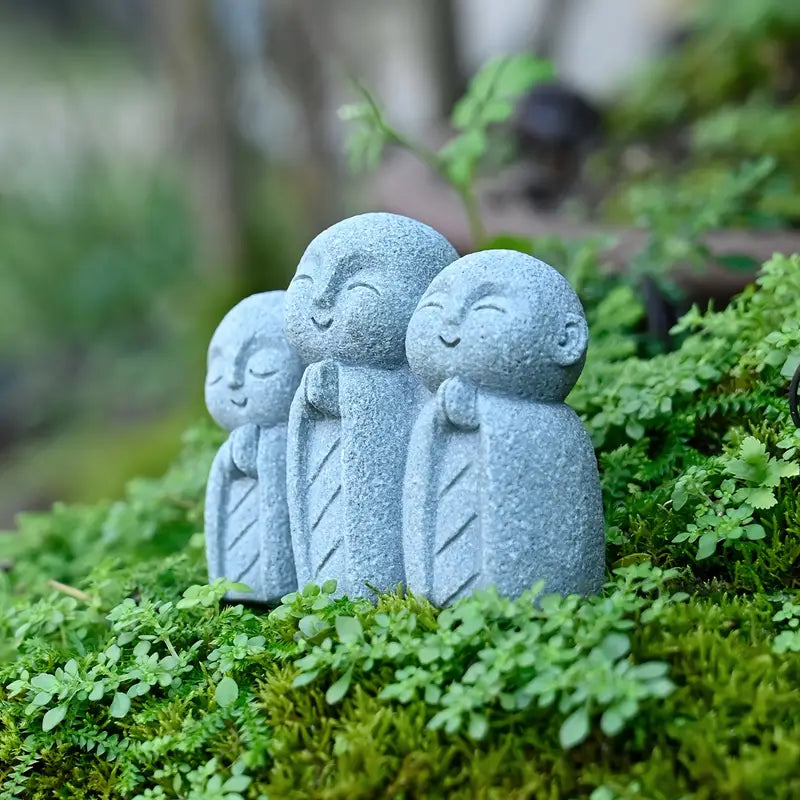 Smiling Praying Monk Statue Set (2pcs)