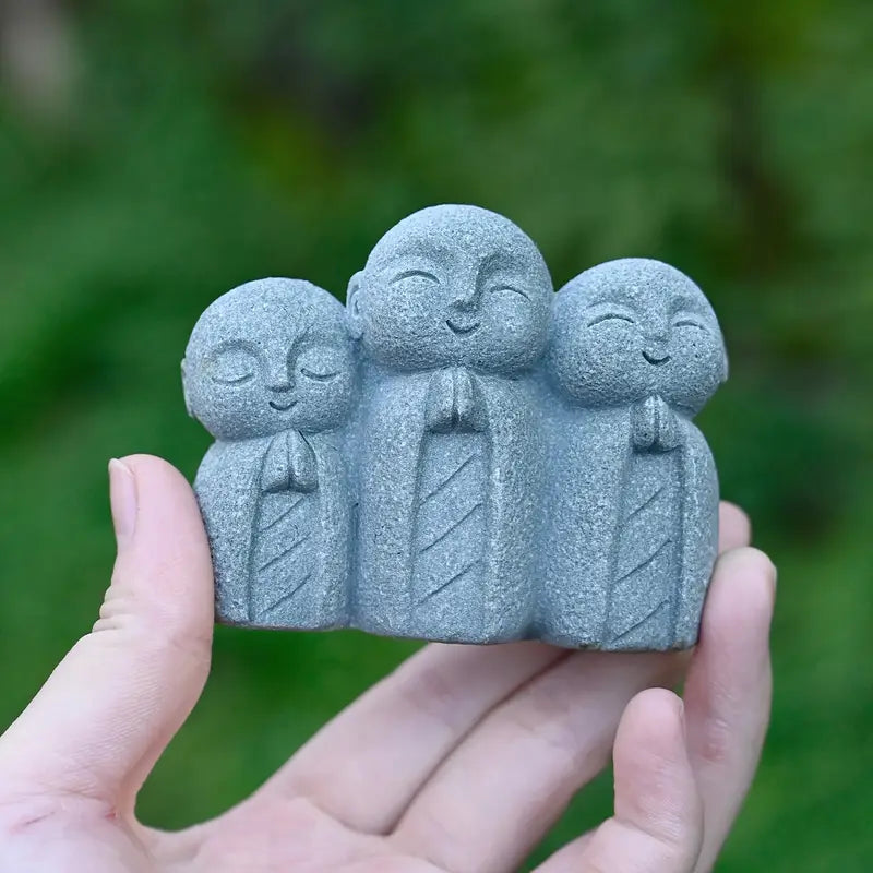 Smiling Praying Monk Statue Set (2pcs)