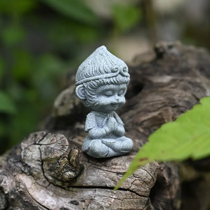 Miniature Prayer Monkey Zen Statue Figurine