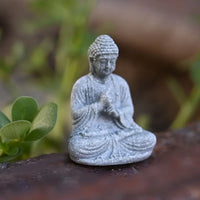 Green Sandstone Mini Amitabha Buddha Statue