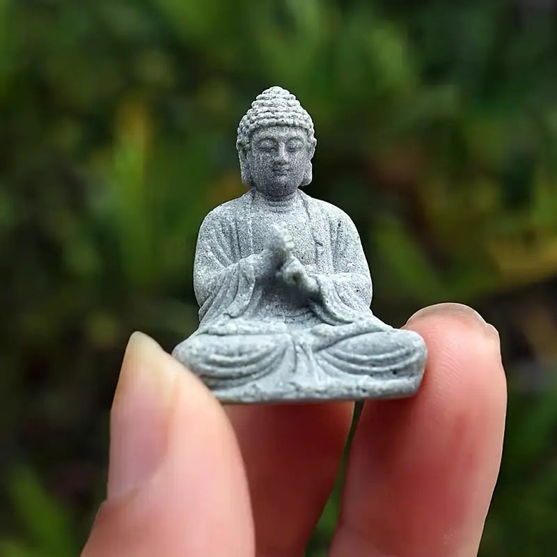 Green Sandstone Mini Amitabha Buddha Statue