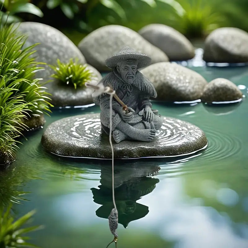 Natural Stone Fishing Sage Figurine (1pc)